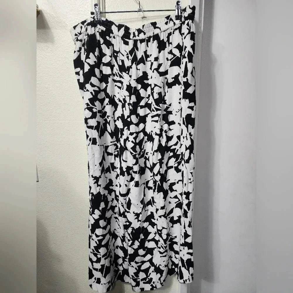 Kate Spade New York Synna Leaf Tropical Pants black white L Party Career